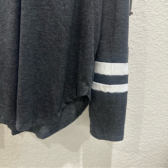 Long Sleeve Hoodie with Striped Sleeves & Drawstring – Casual Athleisure Top NWT - Picture 6 of 6